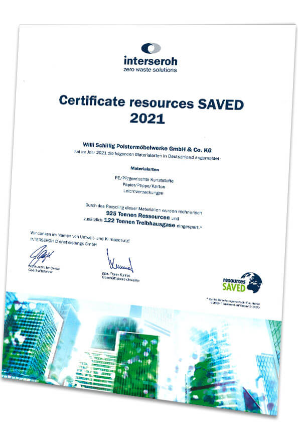Interseroh Zertifikat »resources SAVED«